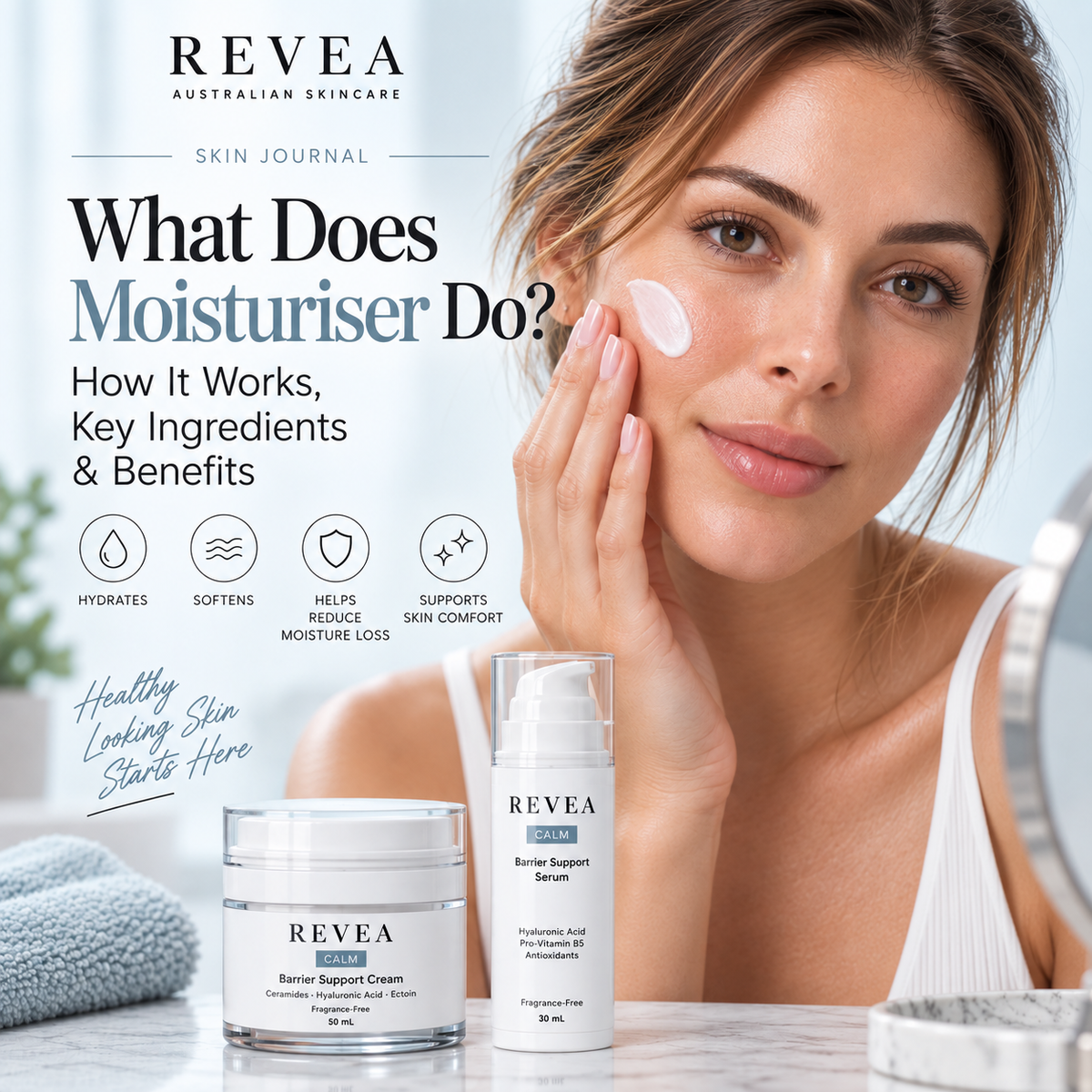 What does moisturiser do? REVEA guide to moisturiser benefits, hydration and key skincare ingredients